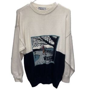 BURBERRYS Men Sweater Golf Embroidery Thick Knit S Cotton Jumper England Vintage